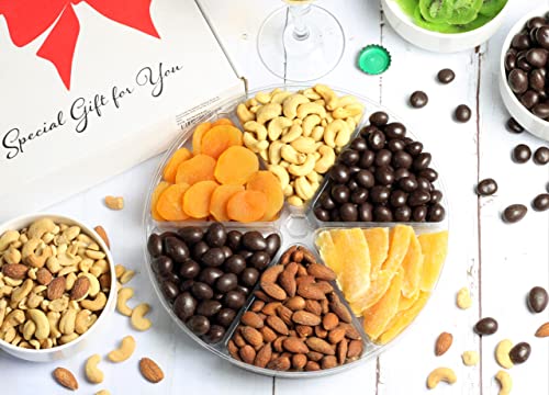 Gourmet-Holiday-Gift-Basket-Chocolate-Nuts-and-Dried-Fruit-Large-Gift-Tray-6-Pt-by-Its-Delish--New-Year-Valentines-Fathers-Mothers-Day-Anniversary-Family-Parties-Birthday-Gift-Box-Vegan-Kosher