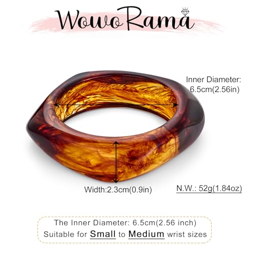 WOWORAMA Colorful Resin Acrylic Bangle Bracelets for Women Geometric Chunky Mottled Acetate Resin Bangles Wide Acrylic Plastic Bracelets Statement Jewelry