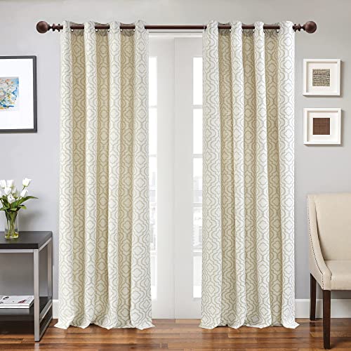 Image of Deco Window 52 to 144 Inch Adjustable Curtain Rod for Window & Door with Ball Finials Extendable Iron Pole for Home Hotel Living Drawing Room (1 inch Diameter, Brown)