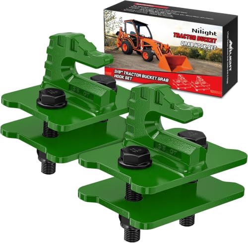 Image of Nilight 2PCS Tractor Bucket Grab Hook 3 /8'' Heavy Duty Drop Forged Steel Bolt On Zinc-Coated Cast Tow Max 15000 LBS Green (Pack of 6)