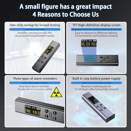 Image of 2024 New Geiger Counter Nuclear Radiation Detector - Radiation Dosimeter with TFT Display and Smart Alert Rechargeable Beta Gamma X-ray Radiation Monitor