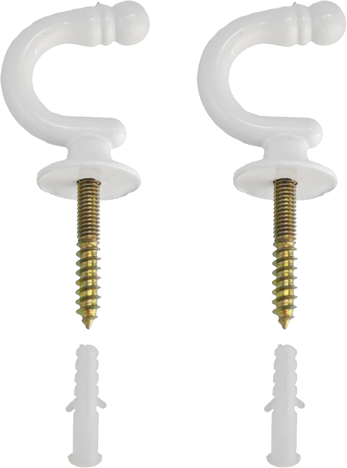 4PCS Wall Mount Curtain Holdback Hooks, Decorative Round Head Tieback for Drapes, Multi-Purpose Hanger for Home Decor (White)