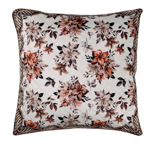 Image of Nendle Printed Holland Velvet Cushion Covers Set of 5, 16 x 16 Inches (40 x 40 cm), Decorative Sofa Cushion Cover with Zipper Closure, Floral Geometric Abstract Bohemian Designs, Multicolor