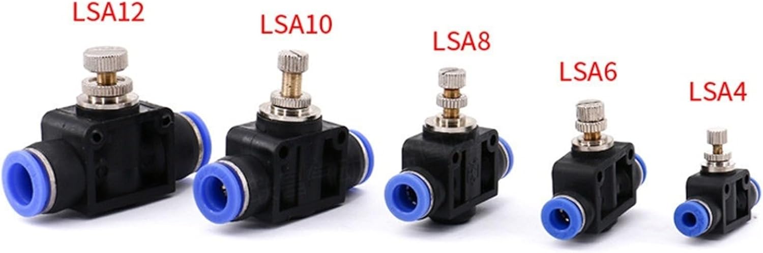 Pneumatics Throttle Valve Speed Control Hose Fitting Connector Pneumatic Fittings Adjust 4mm 6mm 8mm 10mm BTC 1Pcs(10mm)