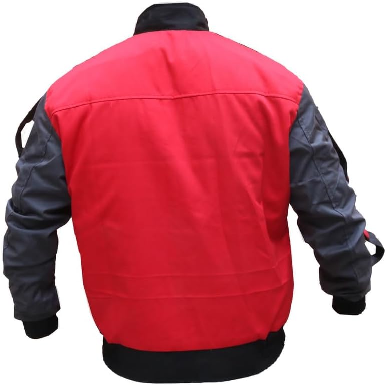 Red & Grey Cotton Cosplay Jacket - BTTF Macfly Cosplay Halloween Costume Windbreaker Lightweight Jacket For Men - Image 4