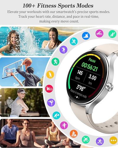 Image of Smart Watch for Women, Ladies & Men, 1.27'' Fitness Watch [41mm case] with Call Receive /Dial, Heart Rate /Stress /Sleep Monitor, AI Voice, IP68 Waterproof Smartwatch with Calendar, Calculator, Games