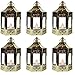 6pc Mini Gold Candle Lanterns with Flickering LED Tea Light Candle, Batteries Included