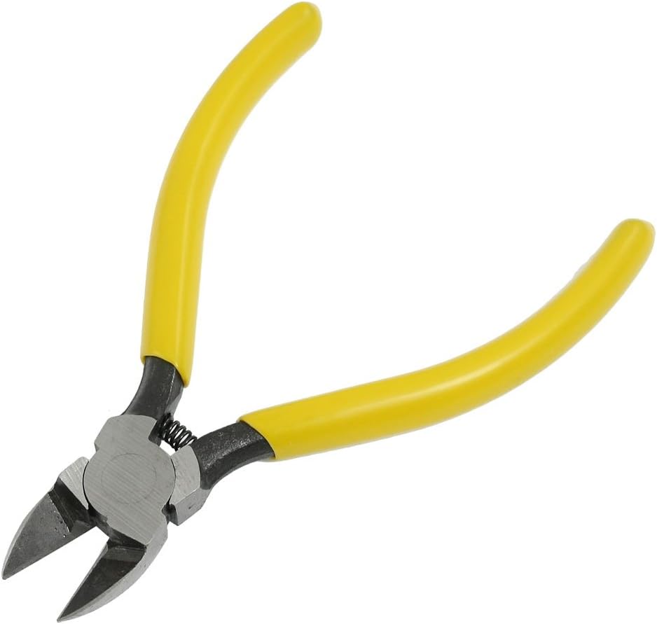 uxcell Yellow Handle Diagonal Pliers Cutter Micro Nippers 5" for Beading Jewelry
