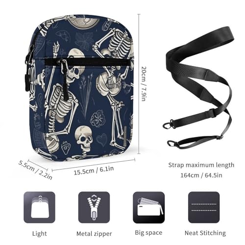 Satchel Tote Bag Messenger Bag Skull And Guitar Printed Mini Sling Bag Purse Suitable for Work Travel2