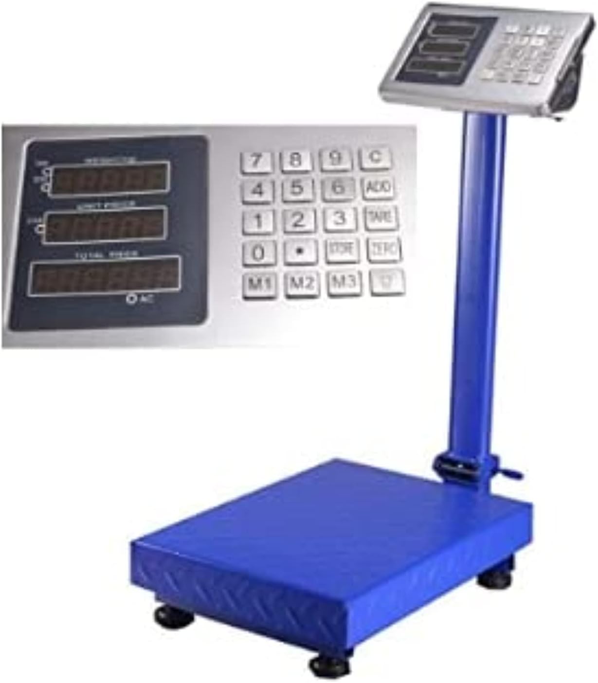 AQSON Digital Weight Scale 100kg; Parcel Scale Postal Scales Platform Scales Digital LCD Display 90 Folding Adjustable Background Lighting Industrial Scale (Size : 100KG)