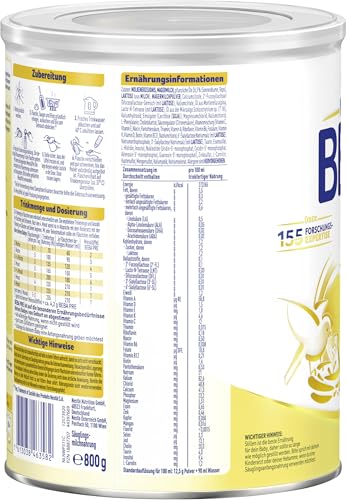 BEBA PRE Anfangsmilch von Geburt an, Babynahrung , nur Laktose, ohne Palmöl, 6er Pack (6 x 800g)