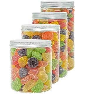 LG Luxury & Grace Set 4 Food Grade Polyethylene Jars, 0.70 L - 1.1 L - 1.3 L - 1.5 L, with Aluminium Screw Lids. Storage Canister for Food. Recyclable. 100% BPA-Free.
