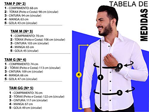 Camisa Social Masculina Manga Longa Slim Fácil Passar (G, Branco)