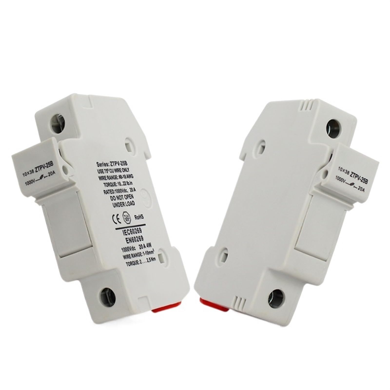 5 Set Fusibile fotovoltaico Solare ad Alta Tensione 1000VDC Fusibile 10x38 GPV con portafusibile