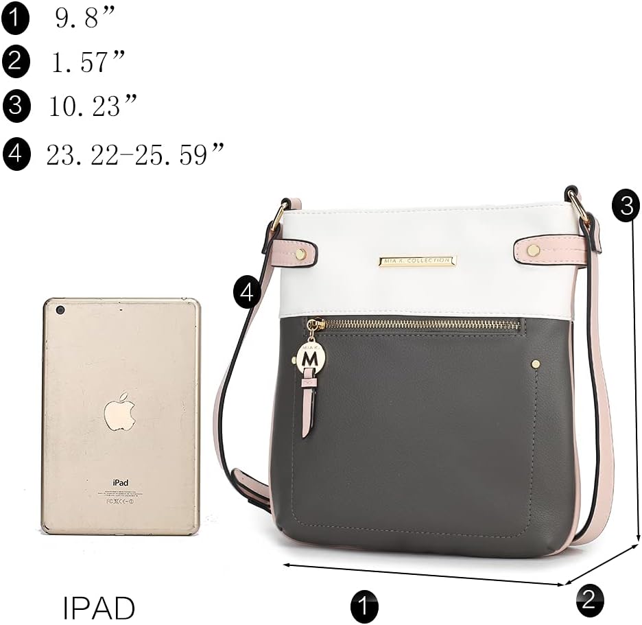 MKF Collection Crossbody Bag for Women Vegan Leather Handbag Messenger Purse, Shoulder Bag Crossover Bag by Mia K