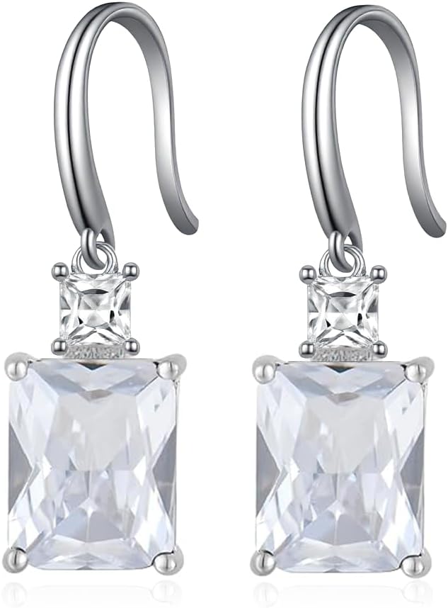 Sterling Silver Birthstone Earring For Woman -Dangle Earrings Jewelry Birthday Gifts for Women,Girlfriend,Wife,Mom - Graduation, Friendship,Birthday, Anniversary