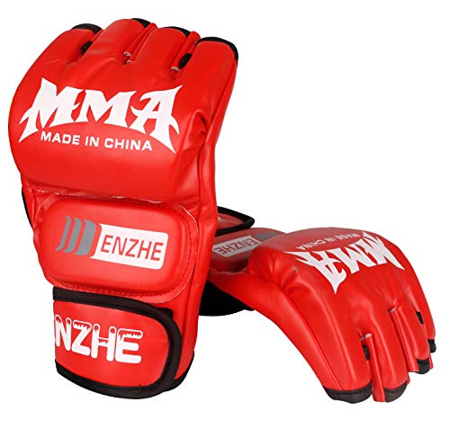 Enzhe Mma Gloves Men Women,Ufc,Kickboxing,Sparring,Punching Heavy Bag Gloves For Training (Red) #TOP5