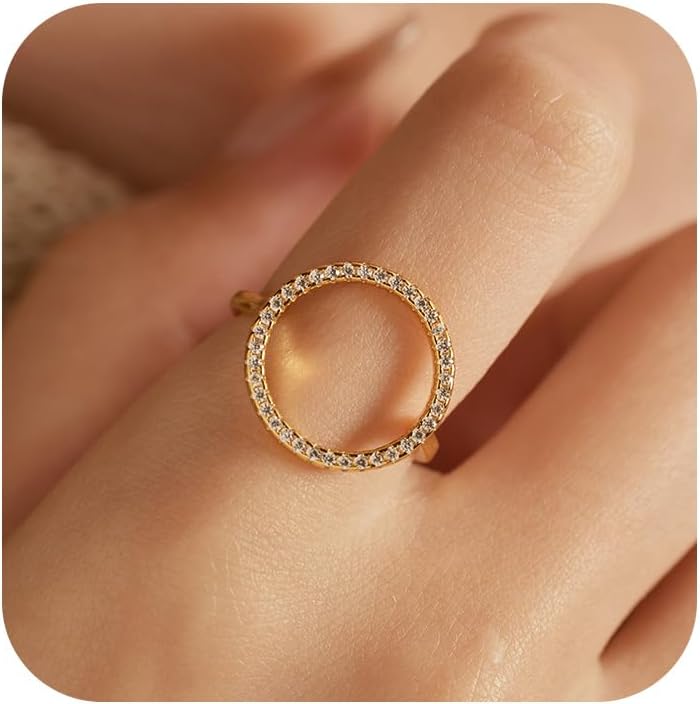Circle Ring for Women 925 Sterling Silver Karma Ring Dainty Cubic Zirconia Mother Daughter Rings Friendship Rings Minimalism Statement Ring Birthday Christmas Gifts for Her