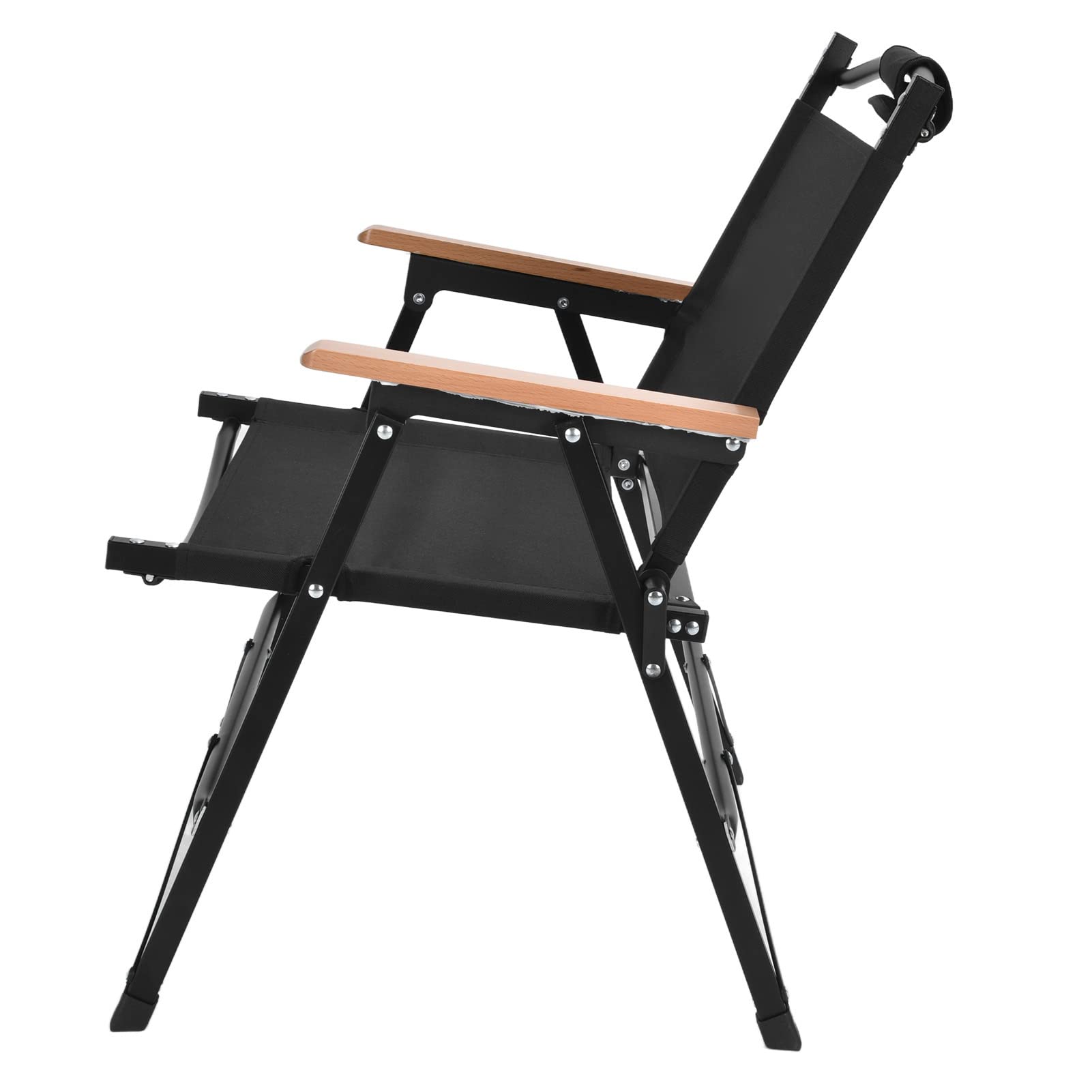 Chaise pliable design ergonomique en aluminium noir pour camping et pêche