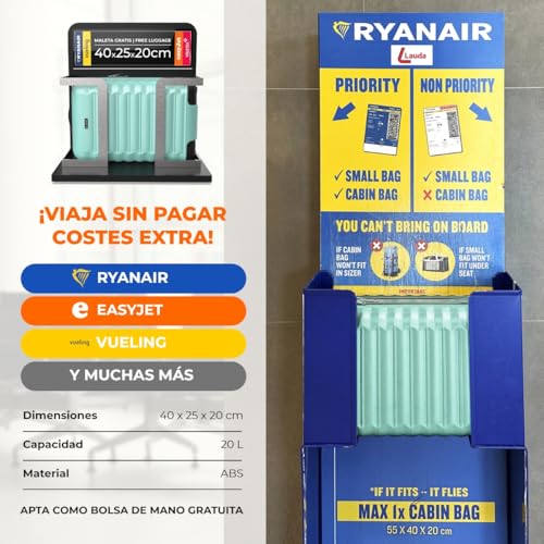 Miniatura 2 de Numada- Maleta De Viaje Cabina 40x25x20cm 20l Upfly Underseat 16 Xxs Con Ruedas Desmontables. Maleta Cabina Abs Ideal Como Equipaje De Mano Para Ryanair, Vueling O Easyjet Verde