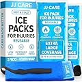 JJ CARE Gel Ice Packs Reusable (Pack of 2) - Ice Packs for Injuries Reusable - Soft Ice Pack for Injuries with Wrap - Flexible Therapy, for Knee, Back, Neck, Wrist, & Ankle
