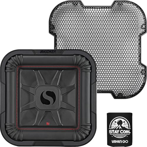 Image of KICKER Subwoofer and Grille Package of 2 Items: 10" Solo-Baric L7T Subwoofer DVC 4-ohm with Steel Mesh Grille - 46L7T104 Sub & 52GL710 Grill