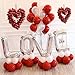 ChrisXiao Valentine's Day Front Door Wreath red Heart Decor,Artificial 16