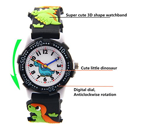 Image of Jewtme Cute Toddler Children Kids Watches Ages 3-8 Analog Time Teacher 3D Silicone Band Cartoon Watch for Little Girls Boys