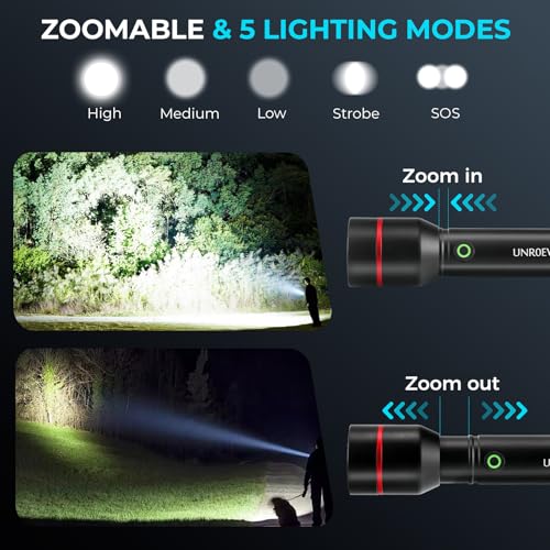S20 Rechargeable Flashlights 1200 Lumens, Small Flashlights Powerful,5 Modes Led Flashlight Adjustable,Tactical Flash Light for Camping,Walking Dog,Emaergency.