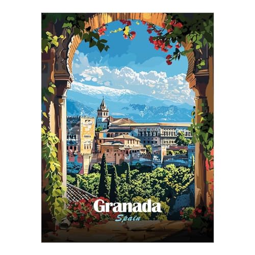 Peinture diamant 30x40cm paysage Grenade Espagne broderie strass DIY adulte