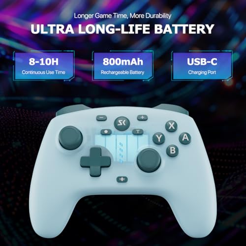 Wireless Switch Controller for Switch/Switch 2/Lite/OLED/PC Controller with 2.4G Adapter, Lake Blue Switch Controller with Hall Joysticks & Hall Triggers, Switch Pro Controller with Wake-up, 2 Back Programmable Buttons, Turbo Function by Boowen - Image 4