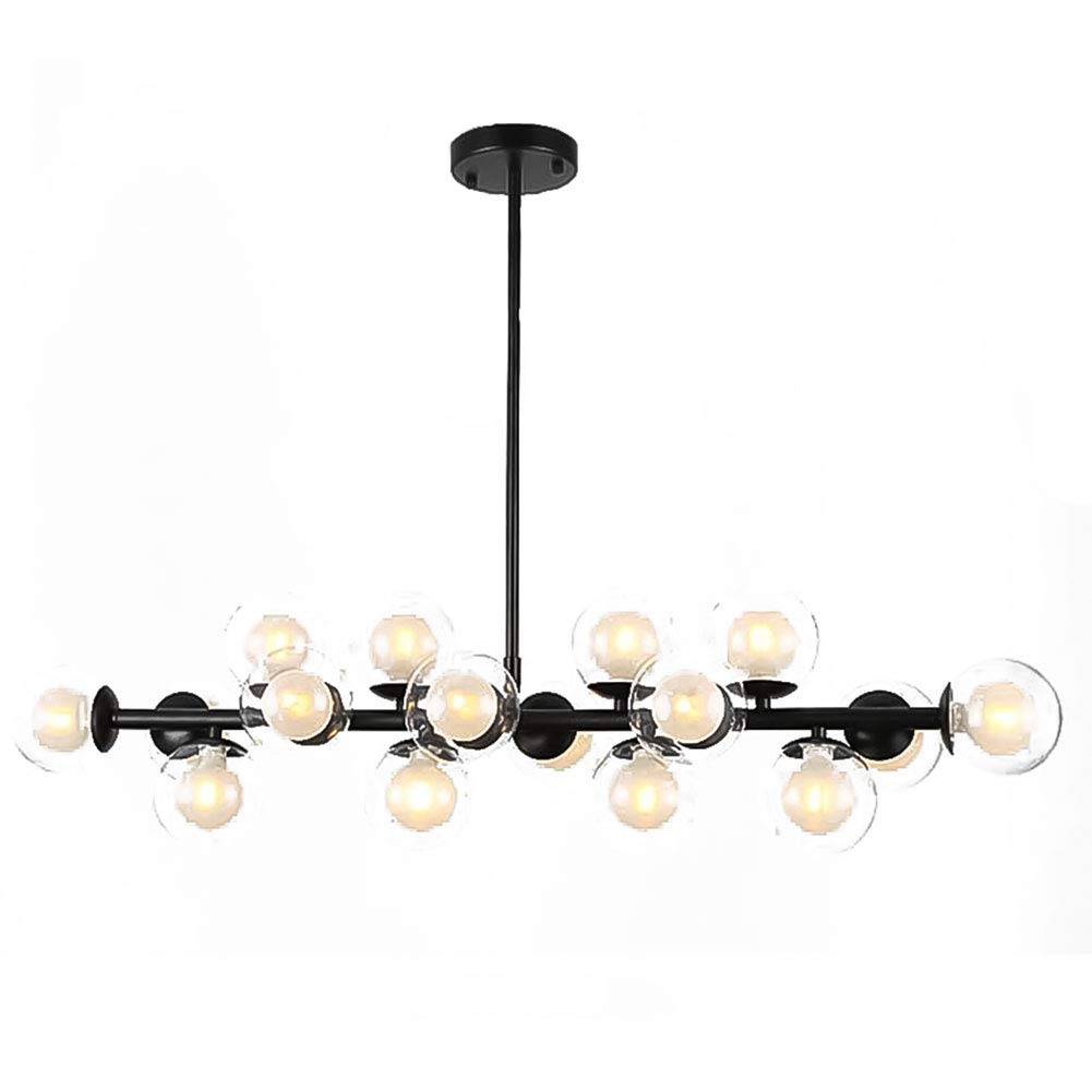 Negro Sputnik Candelabro Vendimia Redondo Metal Cromado Durante La Luz Esférico Vidrio Luz Colgante Para Cocina Granja Fogón Pasillo-Negro. 16 bolas largas en la pantalla de la bola