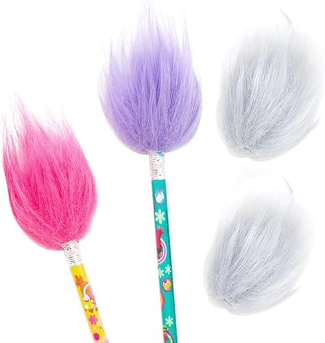 Unique Trolls - Adornos para lápices, colores surtidos, 4 unidades