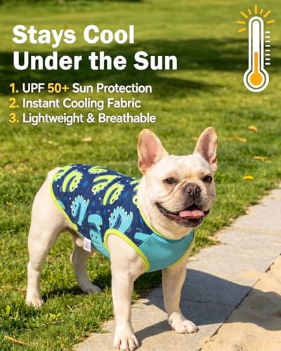 Image of CuteBone Mesh Panel Dog Tank Top - Breathable Dual-Fabric Pet Vest Lightweight Summer Small Dog Shirts - Keep Your Pets Cool, Sun-Protected Outdoors