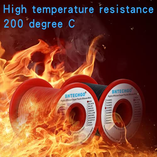 Image of BNTECHGO 18 Gauge Silicone Wire Spool Red and Black Each 100ft Flexible 18 AWG Stranded Tinned Copper Wire | Flexible 18 Gauge Stranded Wire Silicone Rubber Insulation For RC Models, Drone, Robot, Battery, EV Charger, 3D Printer, DIY