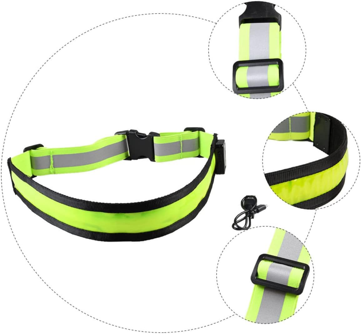 Charging LED Belt LED Reflective Band Adjustable Running Strip Reflective Belt Men's Belt Reflective