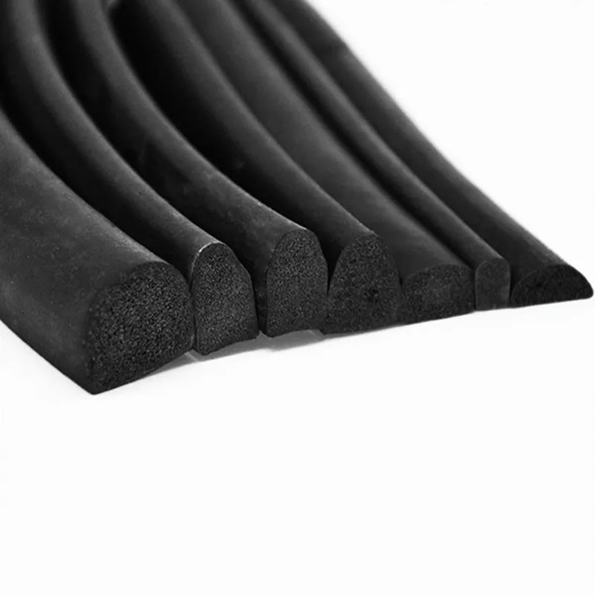 Striscia di Guarnizione in Spugna di Schiuma di Gomma Mezza Rotonda D Barra Isolante per Auto Guarnizione per Porta 3 Metri / 4 mm / 5 mm / 6 mm di Spessore Nero-10x5 mm-Senza Adesivo-3 Metri