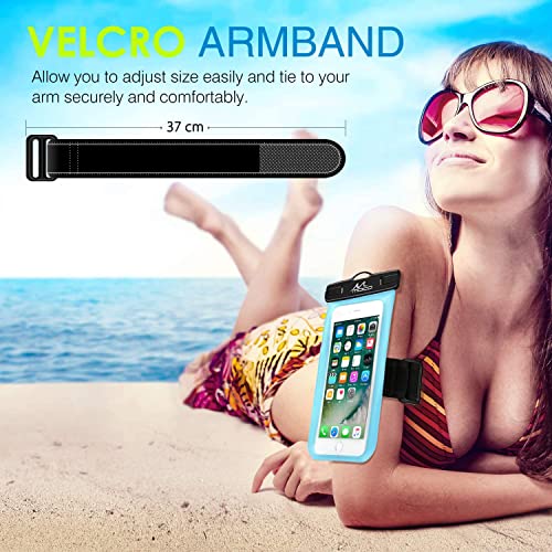 Moko Waterproof Phone Pouch, Underwater Cellphone Case Bag With Lanyard Armband Compatible With Iphone 14 13 12 11 Pro Max X/Xr/Xs Max/Se 3, 8/7/6 Plus, Samsung S10/S9/S8 Plus, A10E,Note 10,Skyblue #TOP7