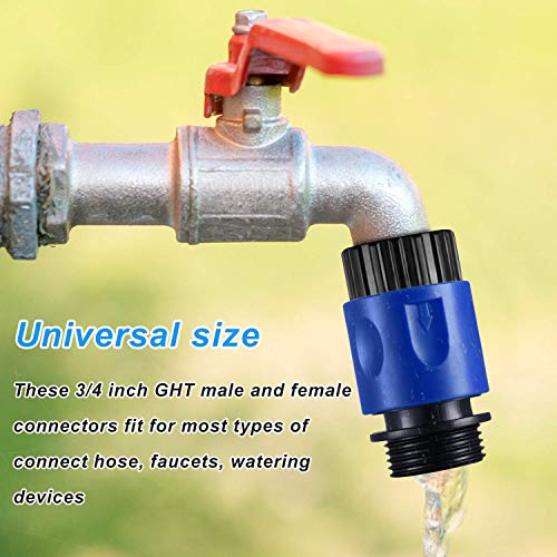 16 Pieces Garden Hose Quick Connector 3/4 Inch Plastic Water Hose Fittings Male And Female Connectors Hose End Adapters With 10 Pieces Rubber Gaskets (Blue, Black) #TOP3