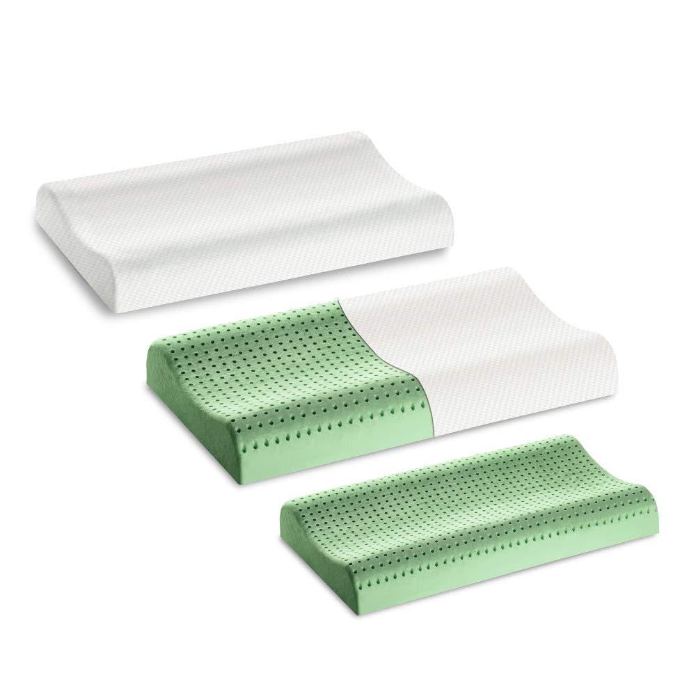 Guanciali Memory Foam coppia Sfoderabili | Cuscini ergonomico e traspirante | Guanciale Memory Foam saponetta | Anallergico e Antiacaro | Cuscino Memory Foam cervicale (2x Guanciali Anatomici Bio)