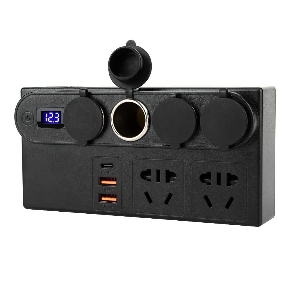 Inversor de Corriente para automóvil de 200 W, 12-24 V a 220 V, 7 Puertos USB