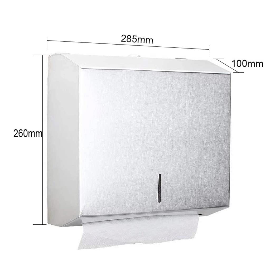 BKEKM Dispenser Salviette Dispenser di Asciugamani di Carta Dispenser di Asciugamani Commerciale in Acciaio Inossidabile Impermeabile con Porta Asciugamani di Carta con Serratura per la casa Moda