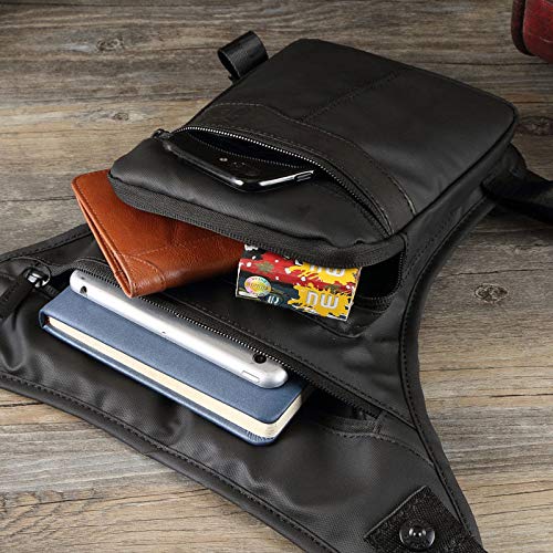 Valink Gürteltasche Für Herren – Oberschenkeltasche Aus Oxford-Stoff Mit Mehreren Fächern (ca. 12x17,5x6 Cm) Für Outdoor & Motorrad