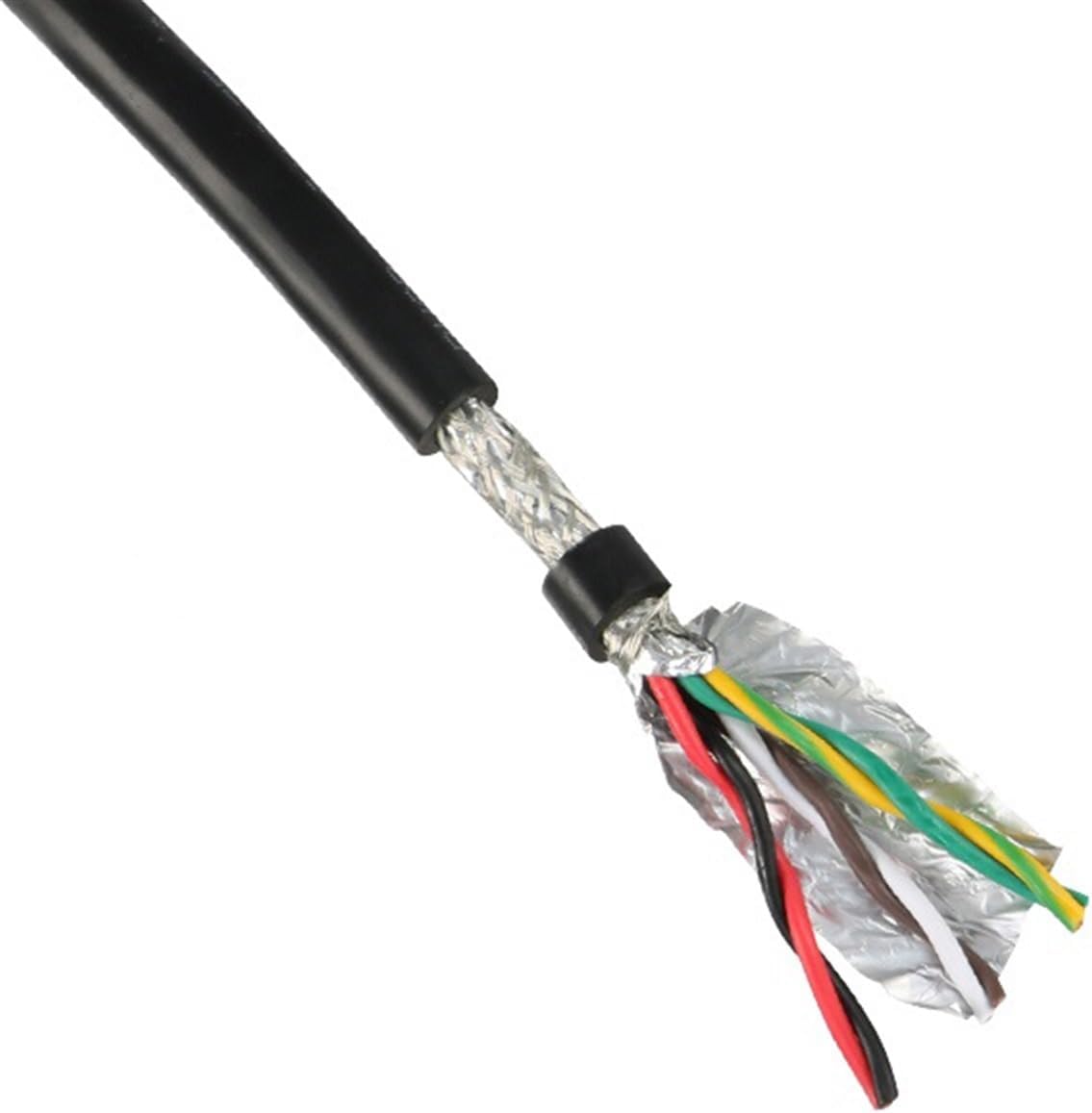 Trunking Solid 5 Meters Signal Control Line Tin-Plated Copper Wire 24AWG 2/4/6/8Core Black Twisted Shielded Cable DIY Audio Cable Connector Loom (Size : 6 Cores 5Meters, Color : 24 AWG Black)