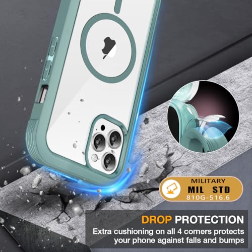 Image of Miracase for iPhone 13 Pro Case 6.1 inch,Full-Body Protection,Clear Bumper Case with Built-in 9H Tempered Glass Screen Protector,Military-Grade Drop Protection Outdoor Phone Case for iPhone 13 Pro,Teal