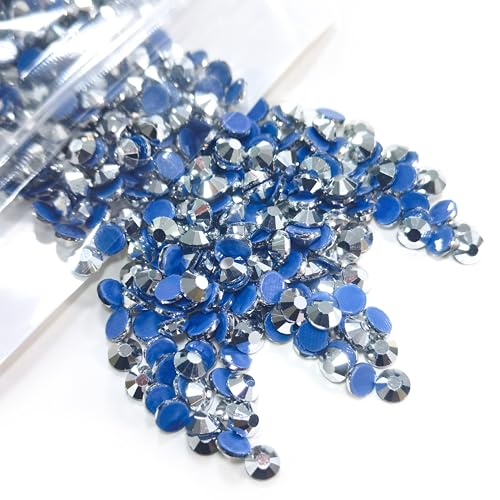 qiipii 1600pcs SS20 Metallic Silver Hotfix Rhinestones 5mm Flatback Hot Fix K9 Glass Round Crystal Mine Silver Rhinestones Stones Gems Diamonds for Crafts Crafting Fabric Clothes Shoes Bag DIY Decor