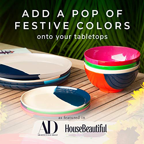 Melamine Dinner Plates Set Of 4, Break And Chip-Resistant, Durable And Kid-Friendly Dinnerware Set For Indoor And Outdoor, Dishwasher Safe, Ivory/Navy - Thomas Fuchs Creative #TOP6