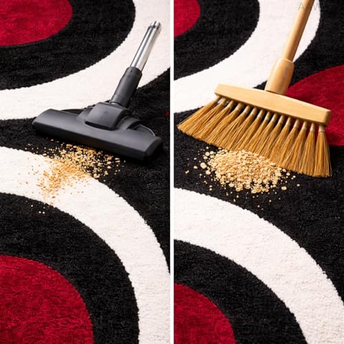 Image of 3D Shaggy Polyester Carpet Rug Runner Area Mats for Bedroom /Living Area /Home with Anti Slip Backing Soft /Fluffy Hight Pile - (Moon Red, 5x7 feet)