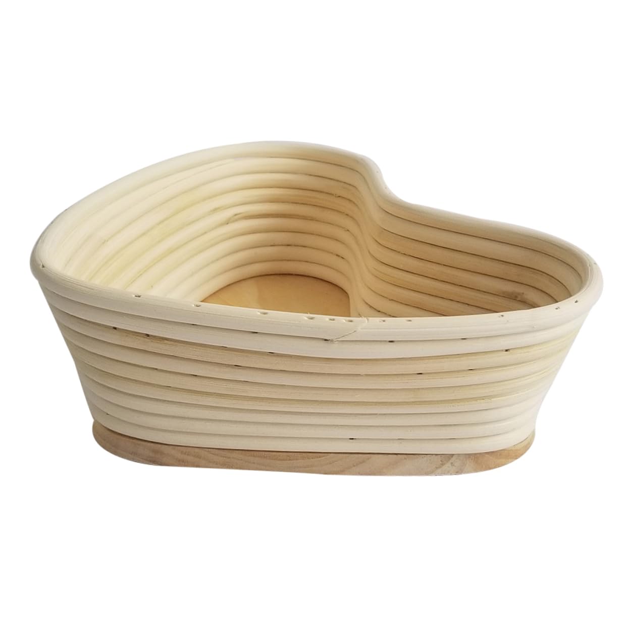 BESTYASH Unbleached Heart Shape Vine Proofing Basket for Artisan Bread Baking Natural Rattan Container with Cover for Dough Khaki