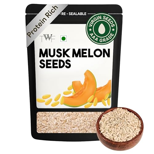 Image of TWF Virgin Muskmelon Seeds | 1 Kg | AAA Grade Seeds for Eating | 100% Natural | Kharbooja Magaj | Peeled | Gluten Free | Perfect for Snacking & Cooking | Resealable Pack | Diet Snack | Unroasted | Unsalted | Highest Natural Potency